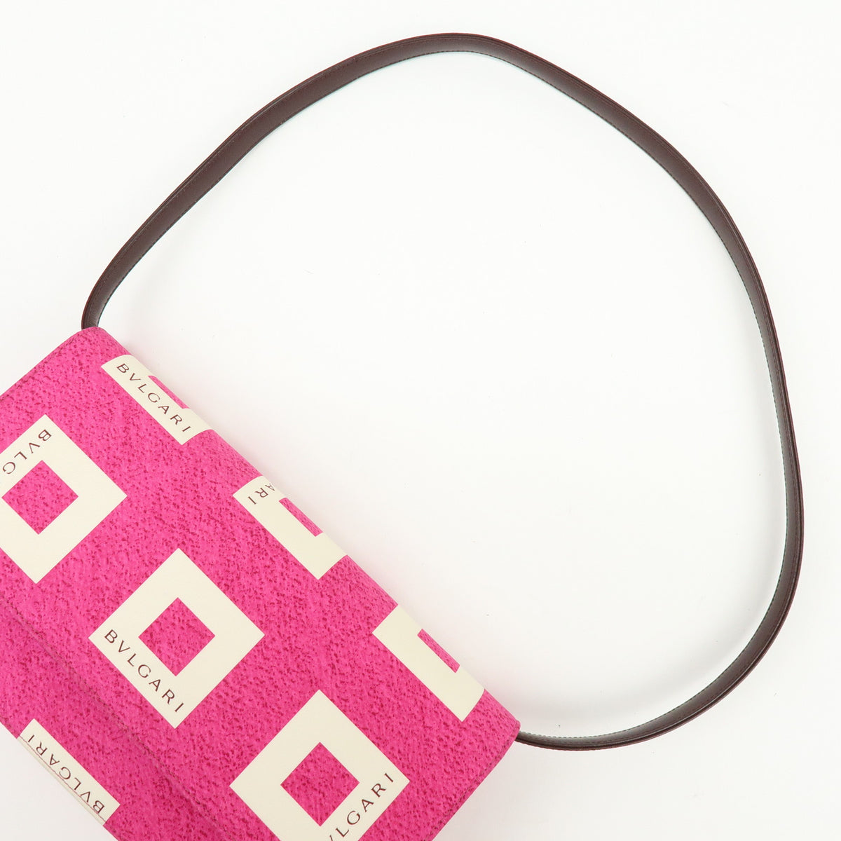 BVLGARI Square Logo Nylon Leather 3Way Clutch Bag Shoulder Bag Pink