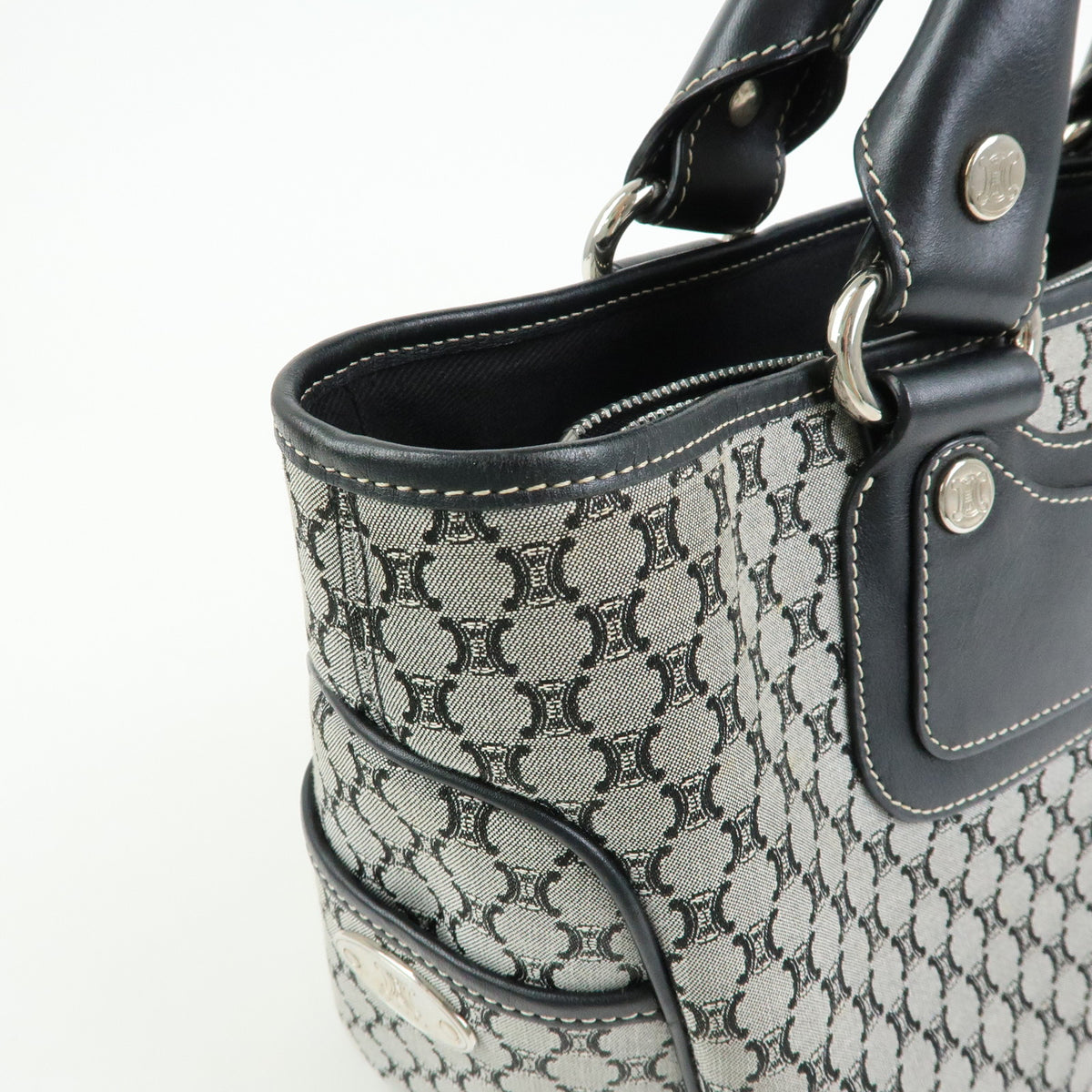 CELINE Macadam Boogie Bag Canvas Leather Hand Bag Black