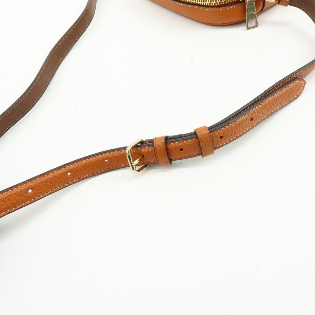 COACH Logo Leather Shoulder Bag Crossbody Bag Camel Brown