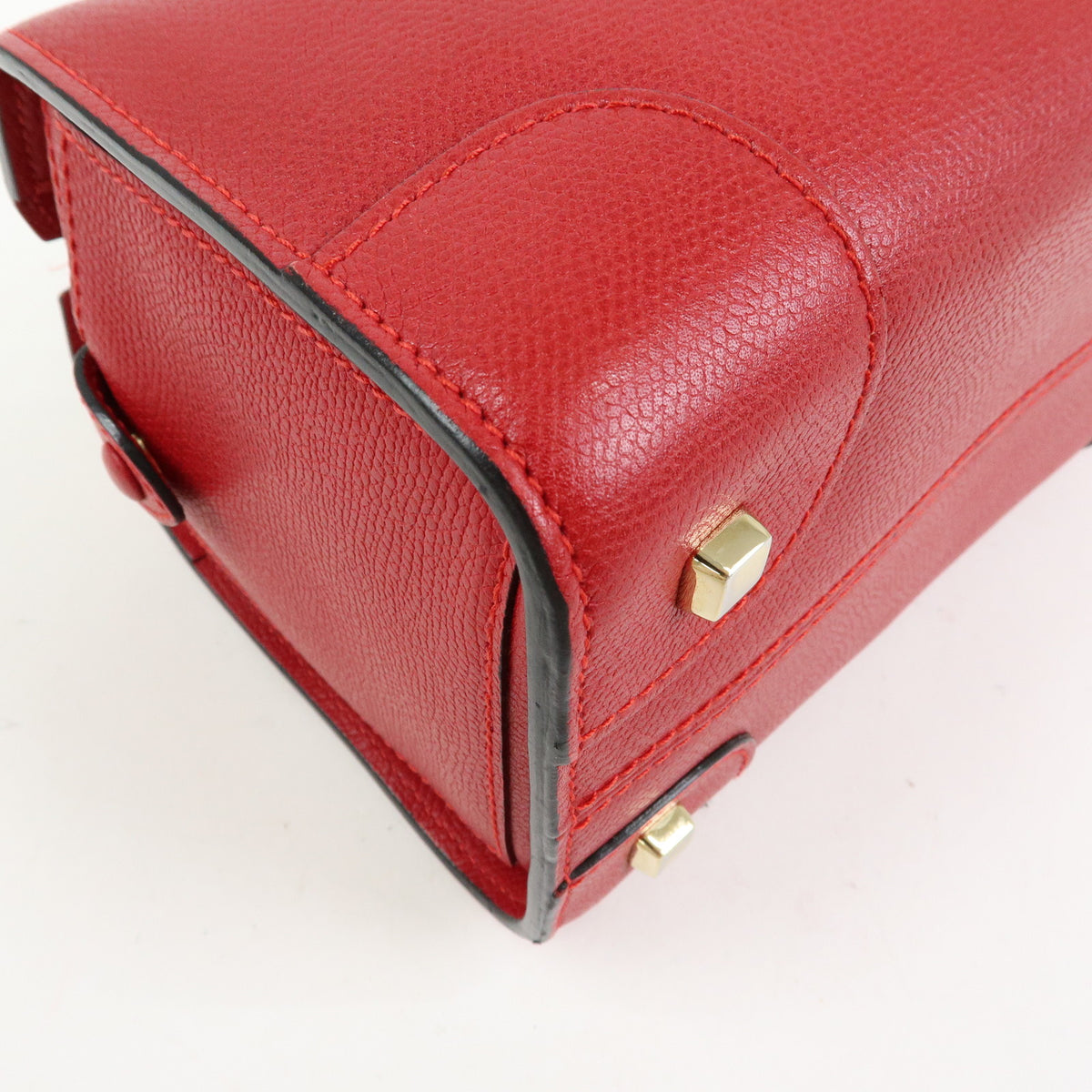 Valextra Babila Leahter Mini Boston Bag Hand Bag Red