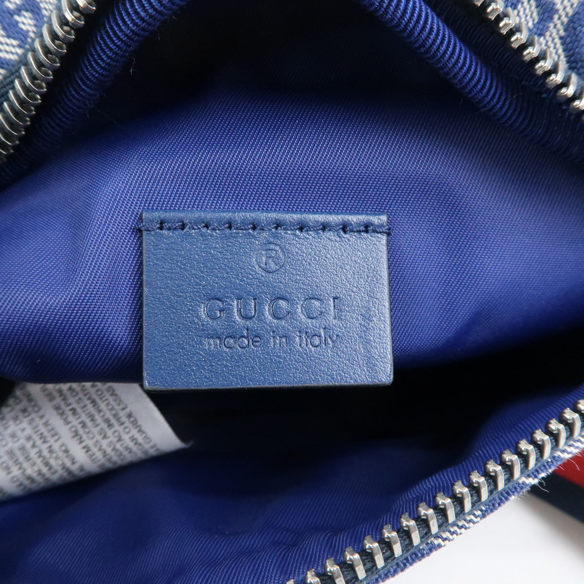 GUCCI Children's Canvas Leather Body Bag Waist Bag Blue 502095