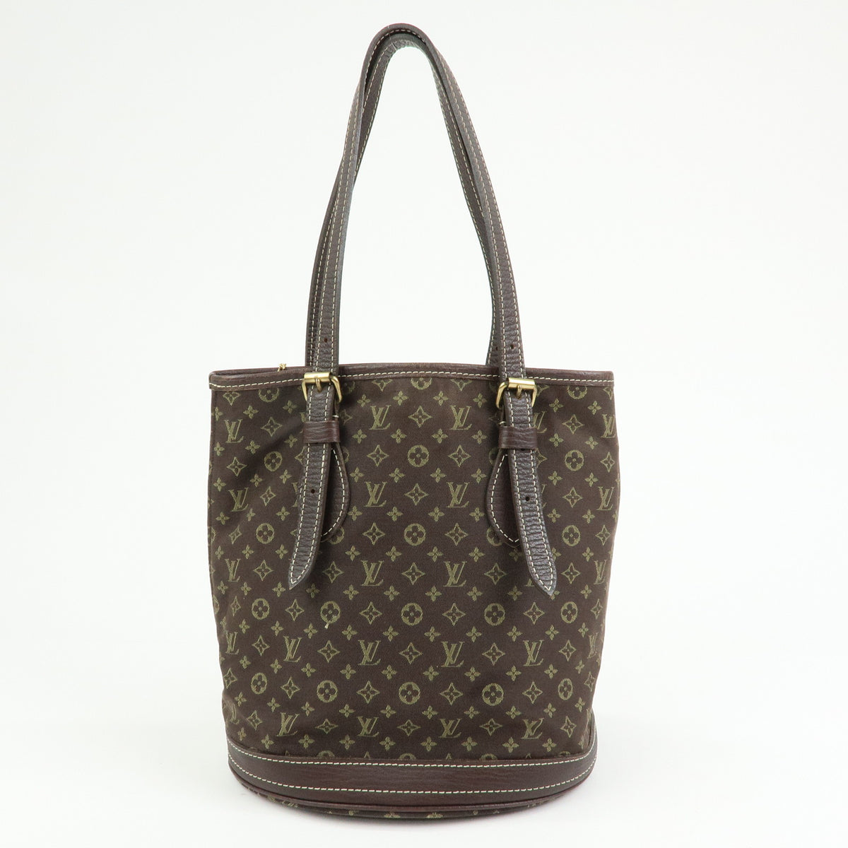 Louis Vuitton Monogram Mini Lin Bucket PM Canvas Tote Bag Ebene M95226