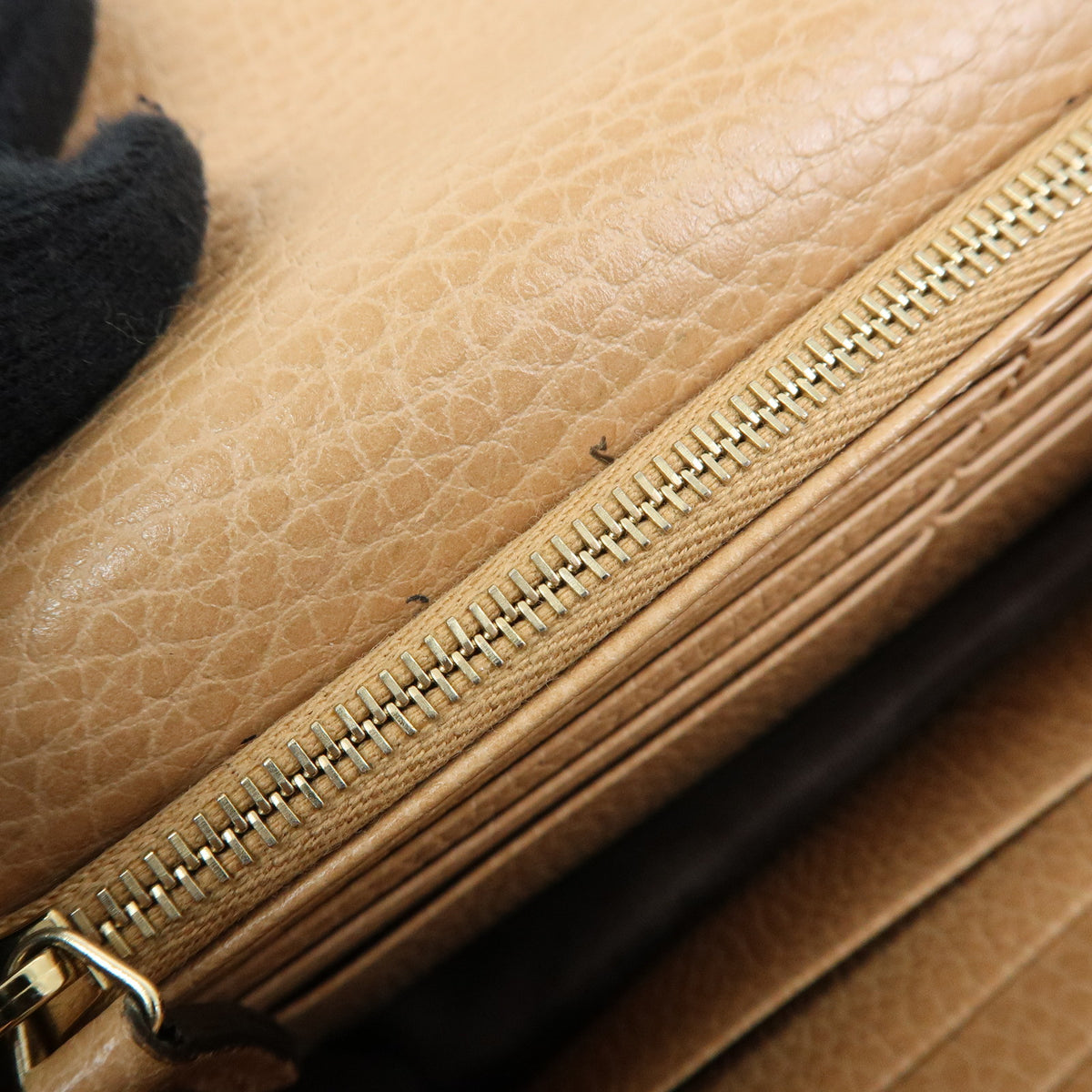 GUCCI Interlocking G Leather Chain Wallet Shoulder Bag Beige 510314