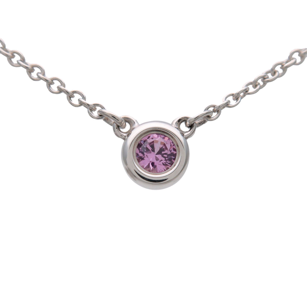 Tiffany ＆ Co Color By The Yard Necklace SV925 Pink Sapphire Silver
