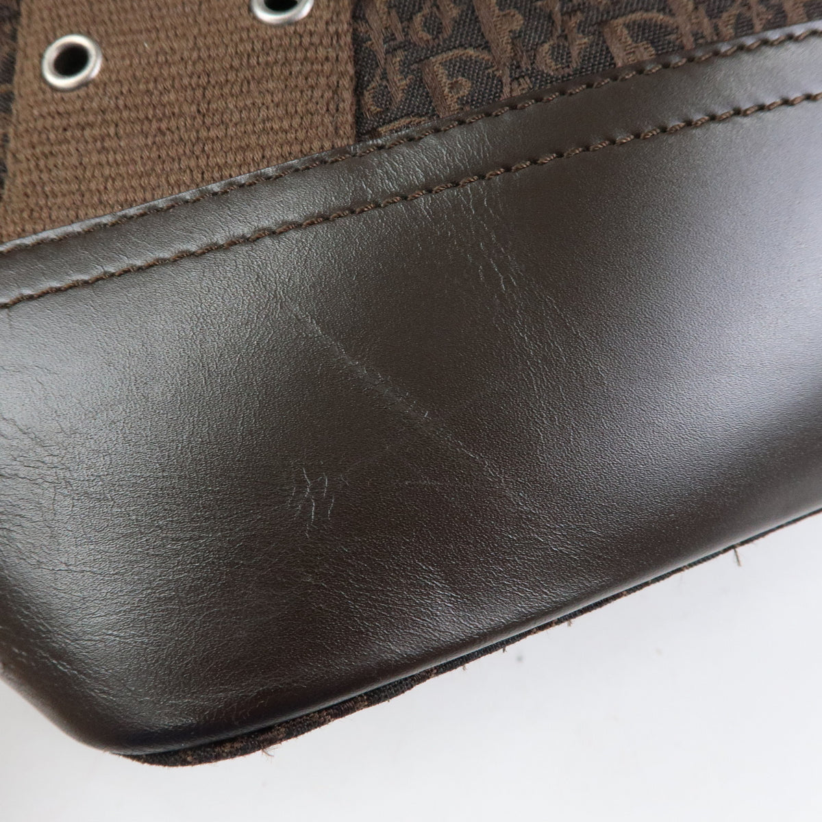 Christian Dior Trotter Street Chic Canvas Leather Hand Bag Brown