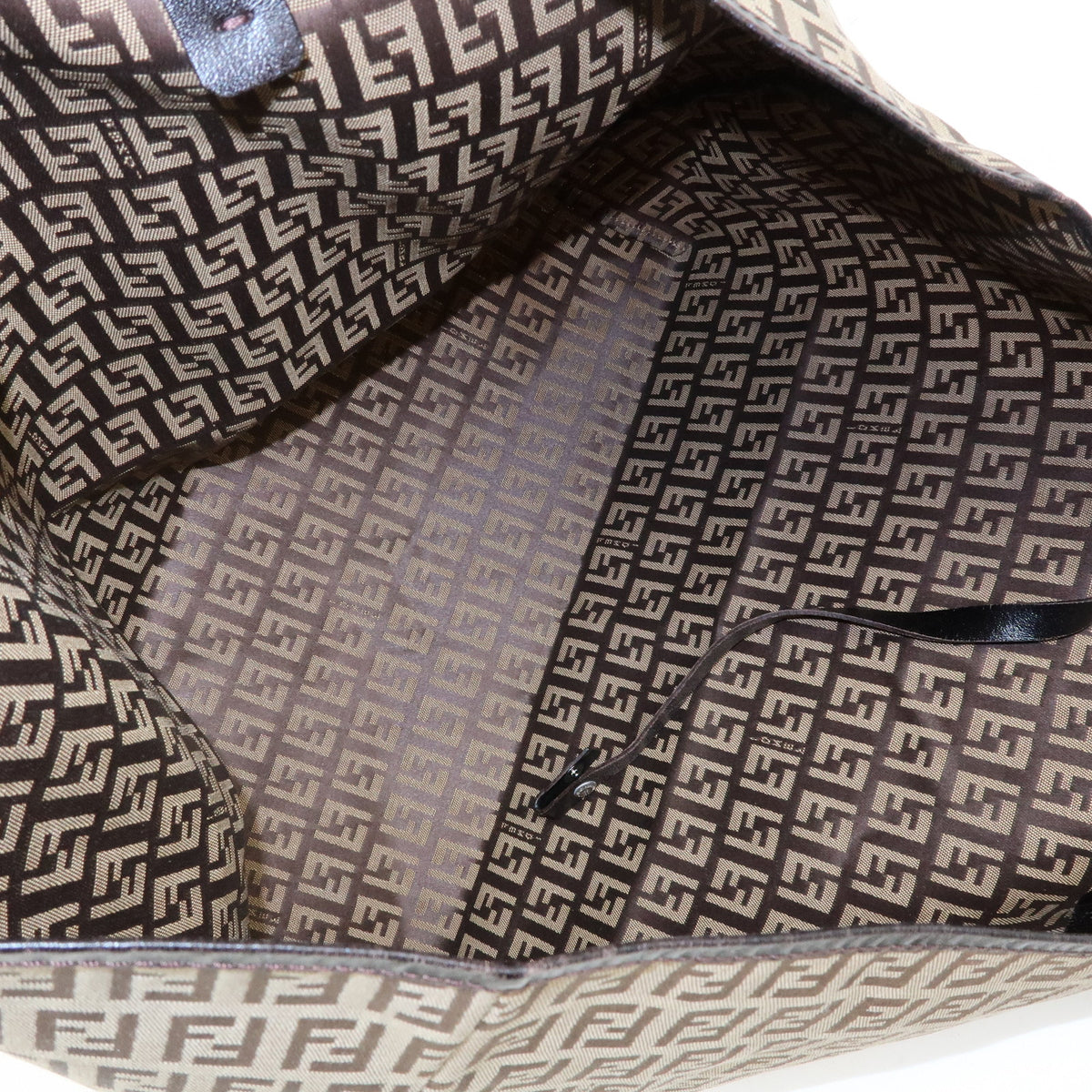 FENDI Zucchino Canvas Leather Tote Bag Hand Bag Brown 8BH005