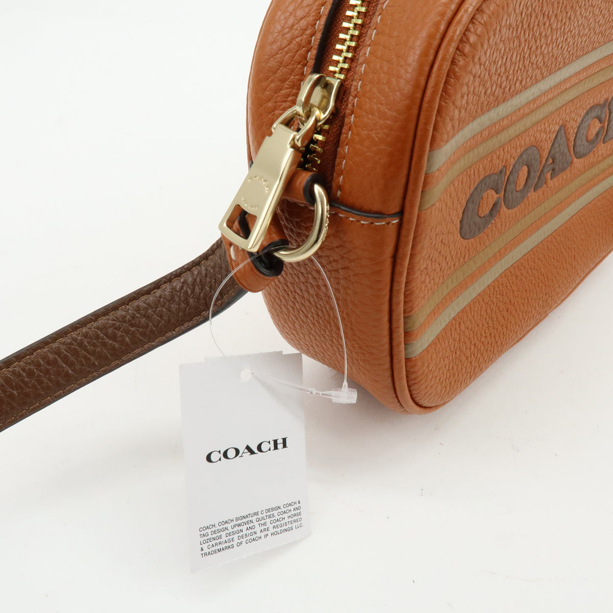 COACH Logo Leather Shoulder Bag Crossbody Bag Camel Brown