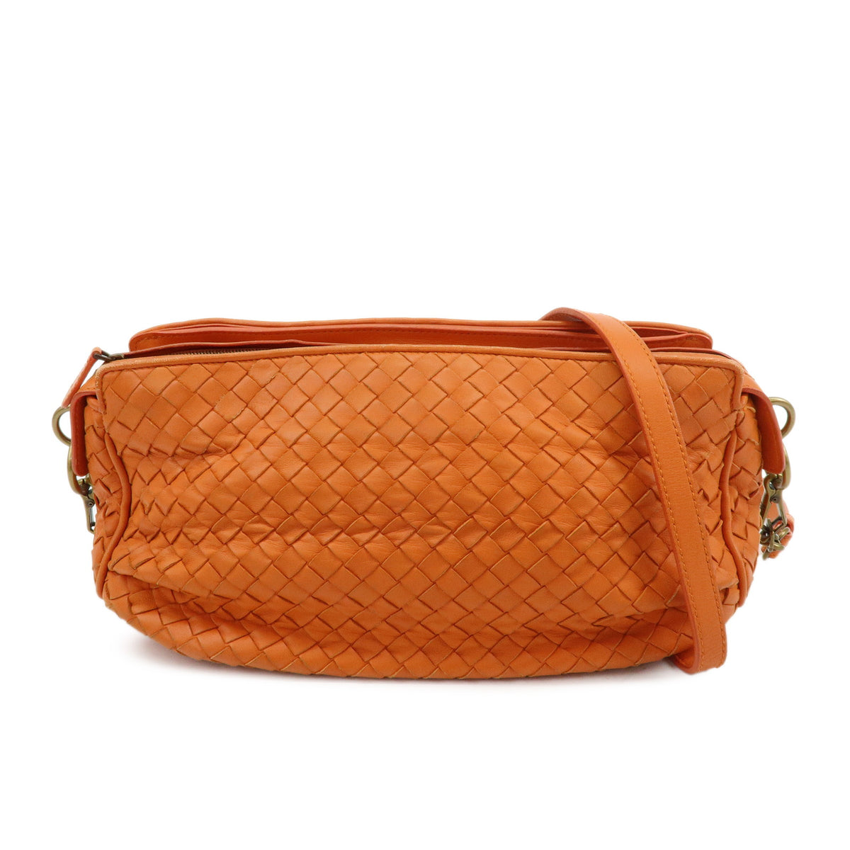 BOTTEGA VENETA Intrecciato Leather Shoulder Crossbody Bag Orange 192661