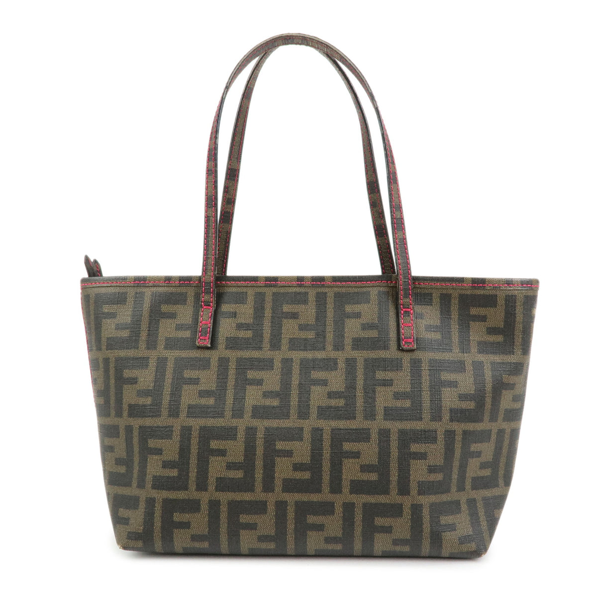 FENDI Zucca PVC Tote Bag Shoulder Bag Brown Pink 8BH223