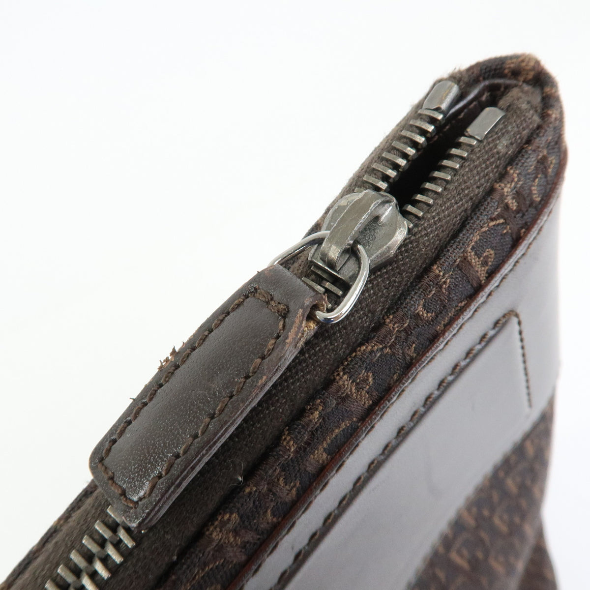 Christian Dior Trotter Street Chic Canvas Leather Hand Bag Brown