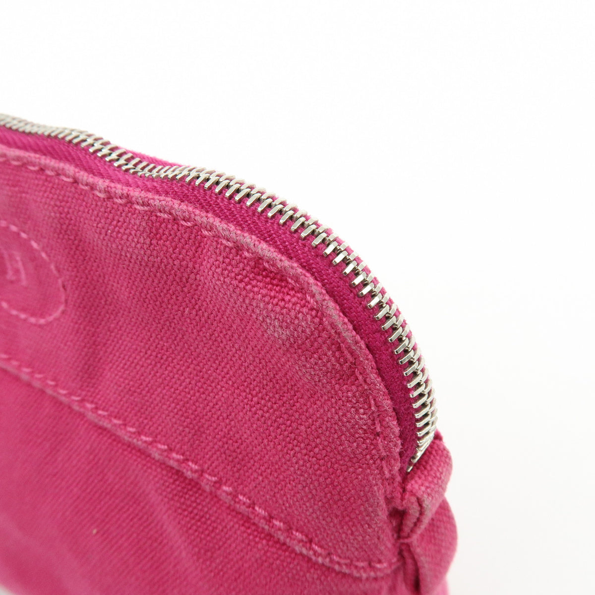 HERMES Bolide Pouch Mini Mini 16 Canvas Leather Cosmetic Pouch Pink