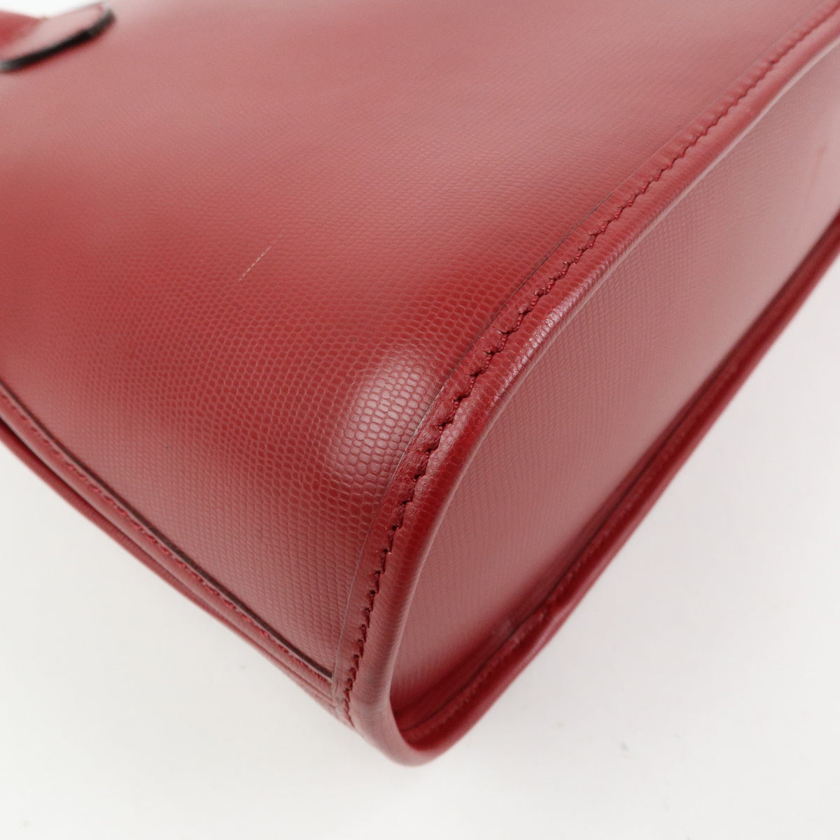 CELINE Circle Logo Leather Dome Hand Bag Red