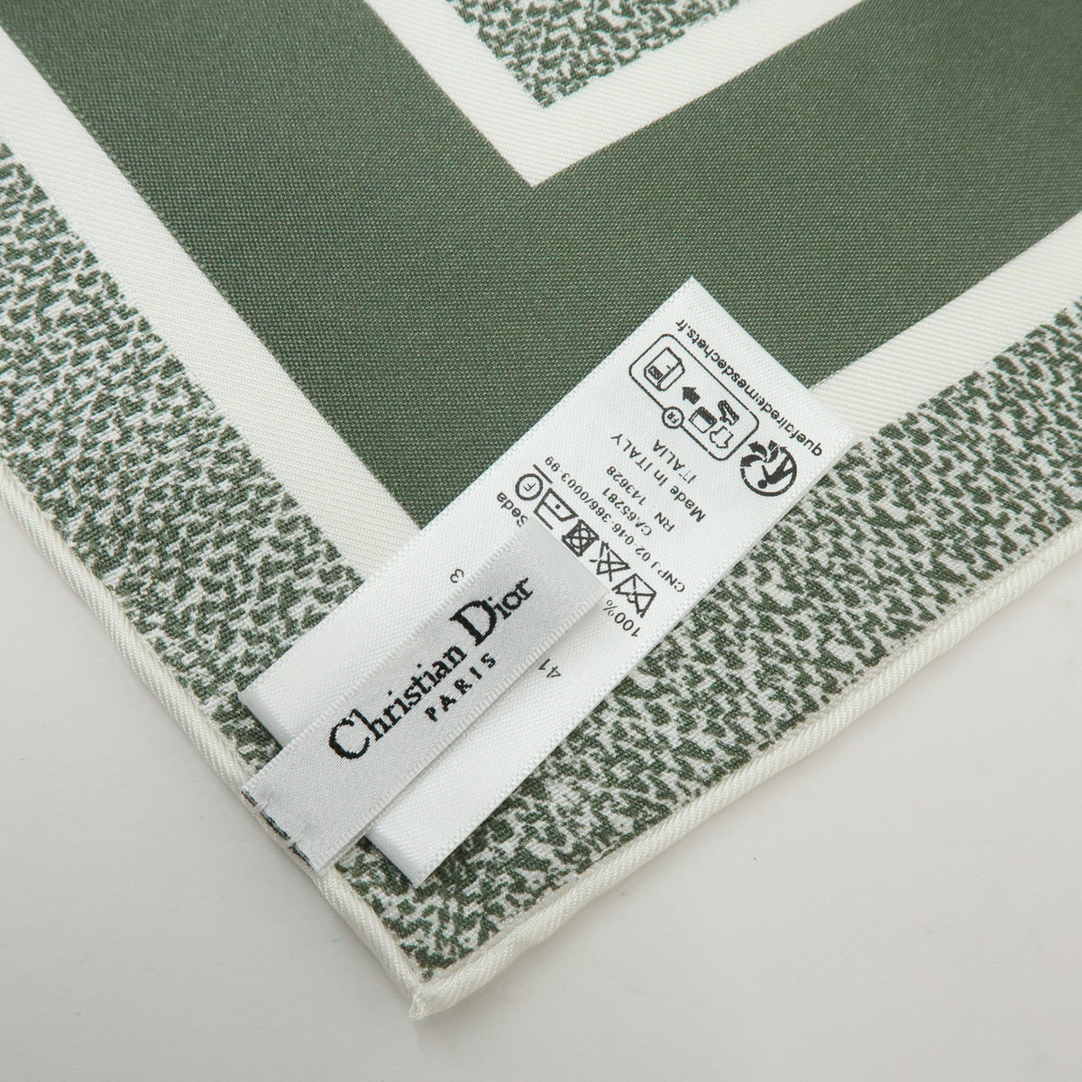 Christian Dior Silk 100% Butterfly Flower Motif Scarf Shawl Sage Green