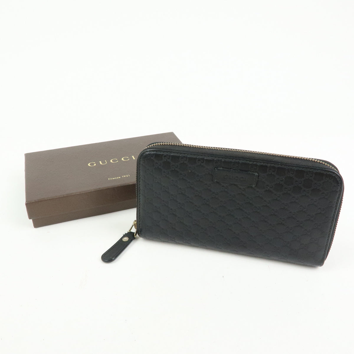 GUCCI Microguccissima Leather Zippy Long Wallet Black 449391