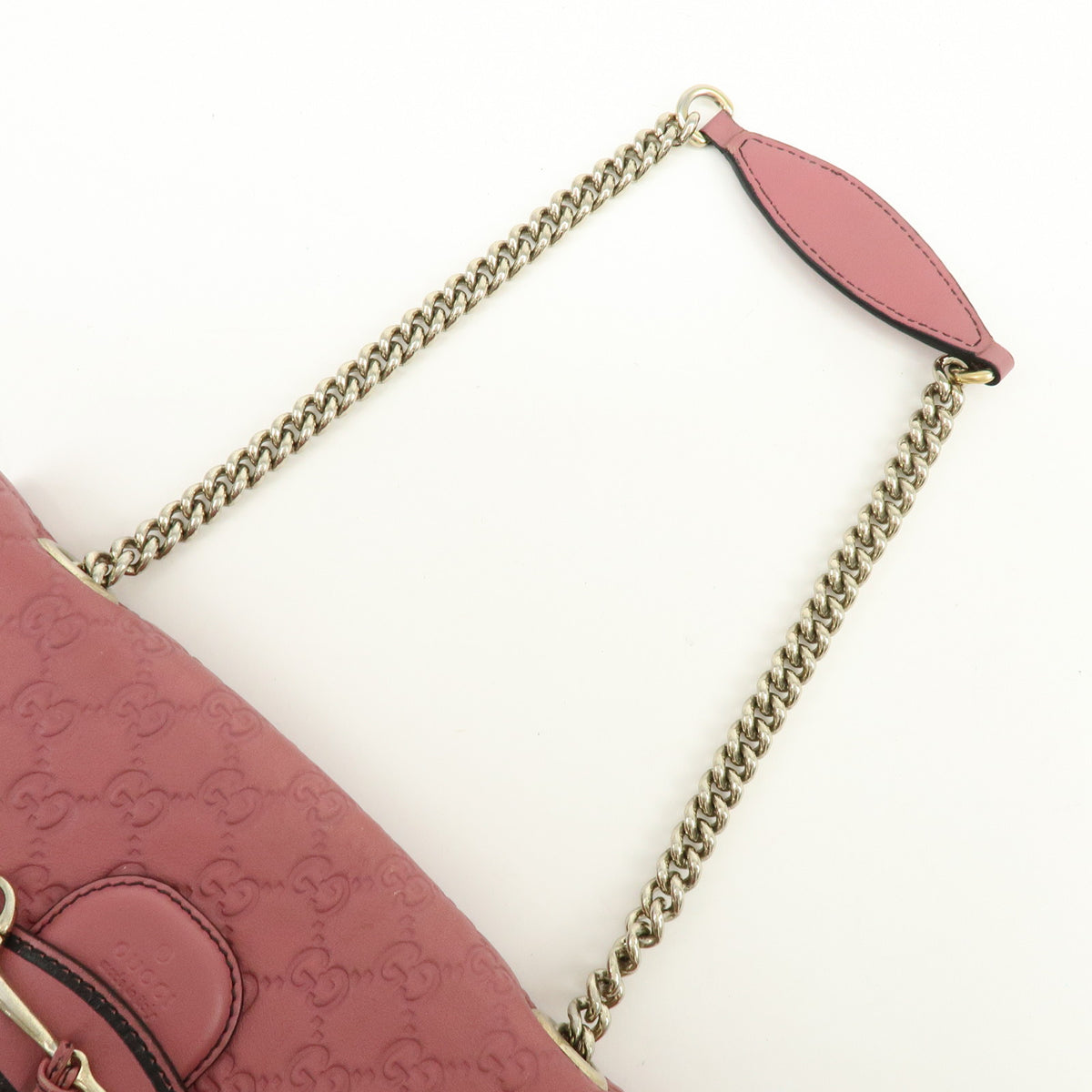 GUCCI Horsebit Guccissima Leather Chain Shoulder Hand Bag Pink 295402