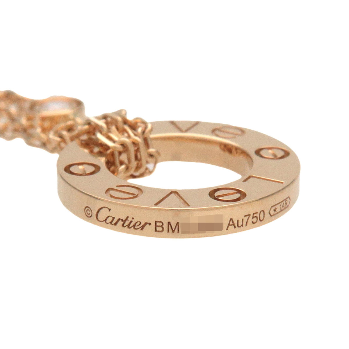 Cartier Love Circle 2P Diamond Necklace K18 750YG Yellow Gold