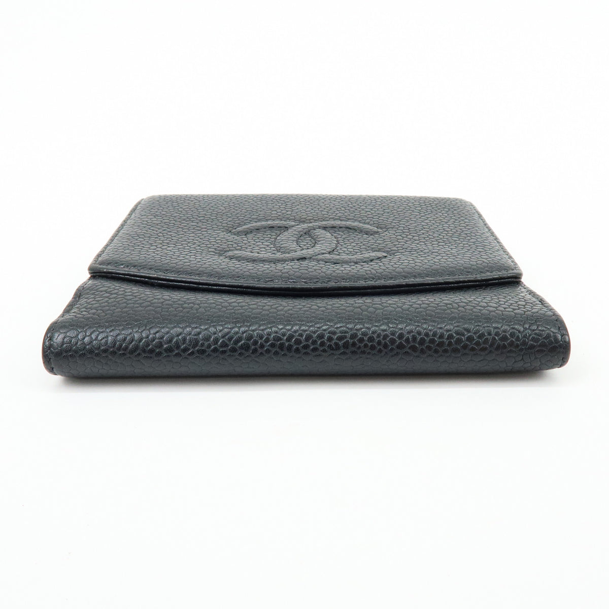 CHANEL COCO Mark Caviarskin Compact Wallet Black A13496