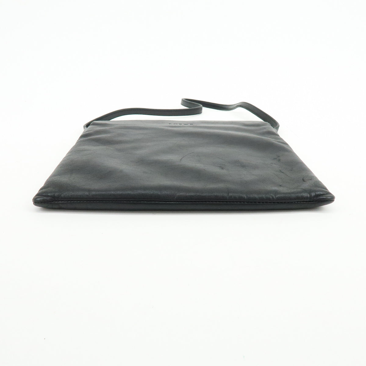 LOEWE Logo Nappa Leather Flat Shoulder Bag Crossbody Bag Black