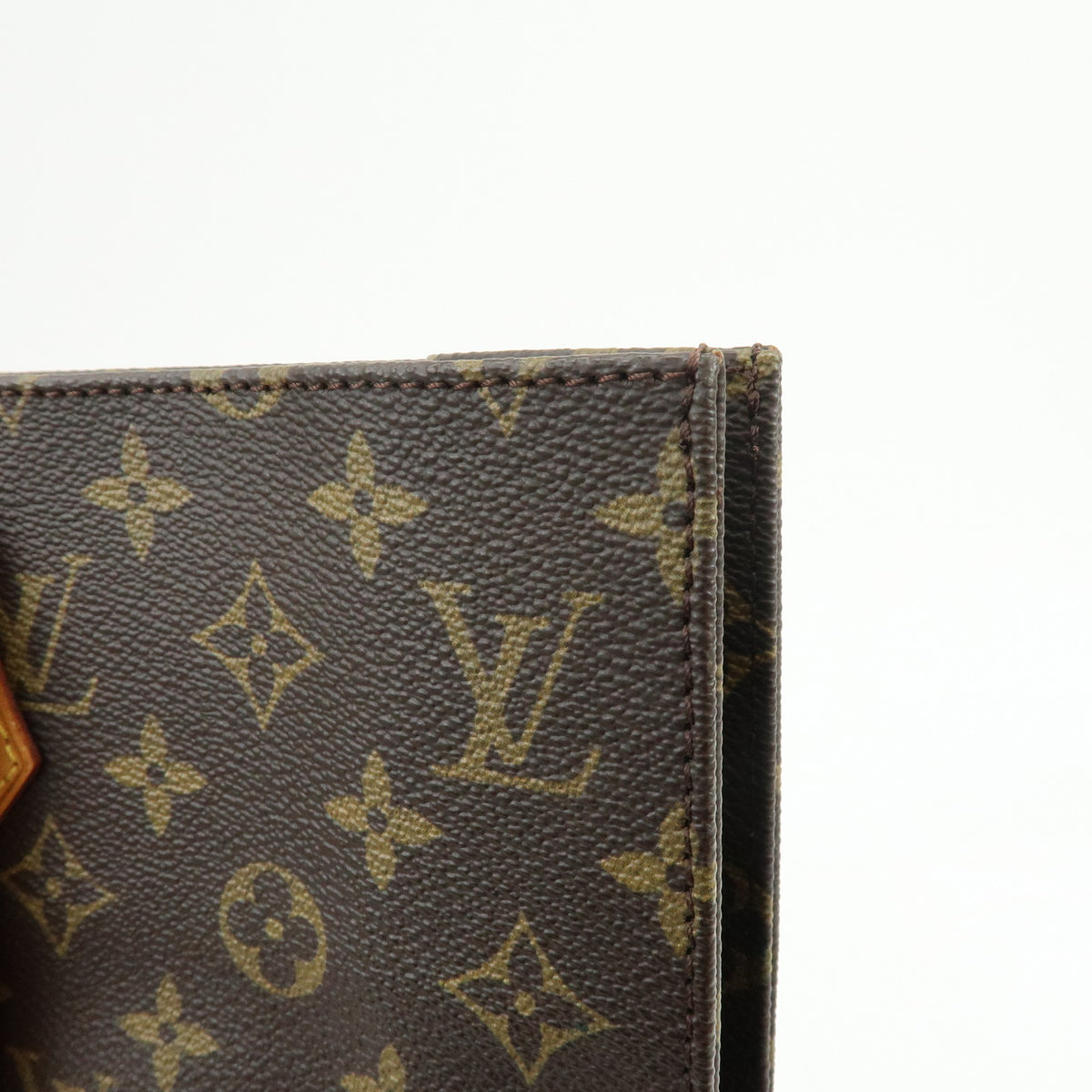 Louis Vuitton Monogram Sac Plat Leather Tote Bag Hand Bag Brown M51140