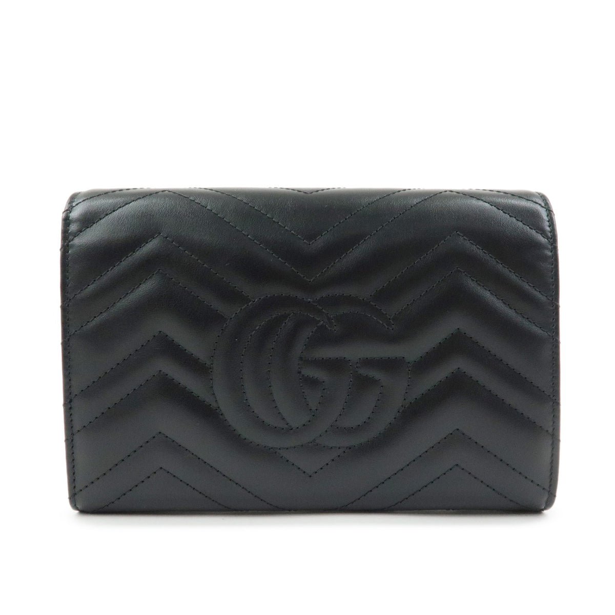 GUCCI GG Marmont Double G Leather Chain Shoulder Bag Black 474575