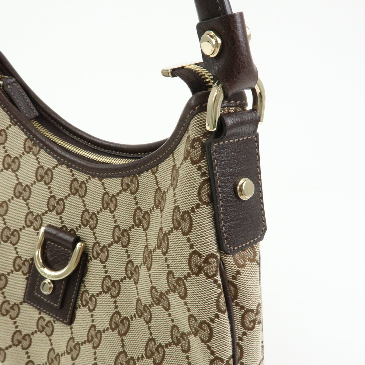 GUCCI Abbey Canvas Leather Shoulder Bag Brown 130738