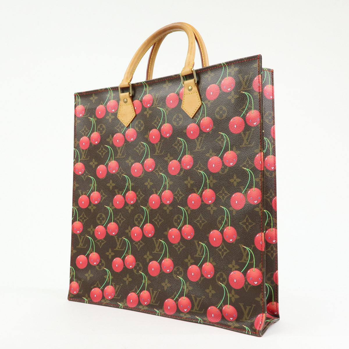 Louis Vuitton Monogram Cherry Sac Plat Tote Bag Brown Cherry M95010