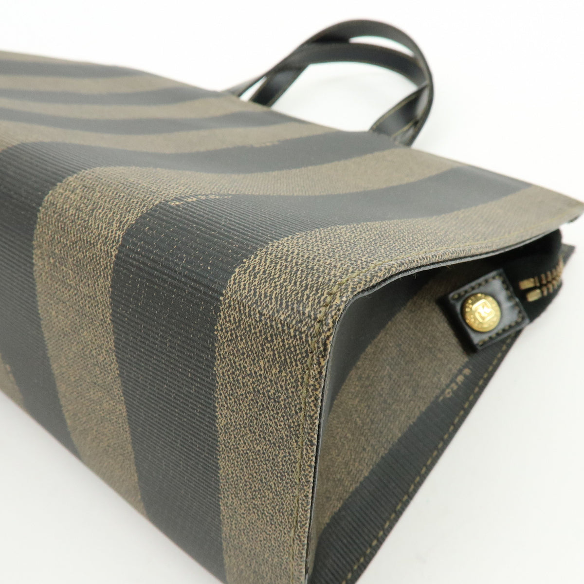 FENDI Pequin PVC Leather 2Way Hand Bag Black Brown 261390