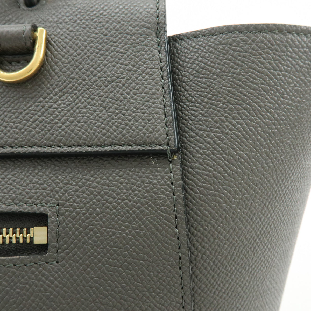 CELINE Belt Bag Small Calf Leather 2WAY Bag Hand Bag Shoulder Bag Gray