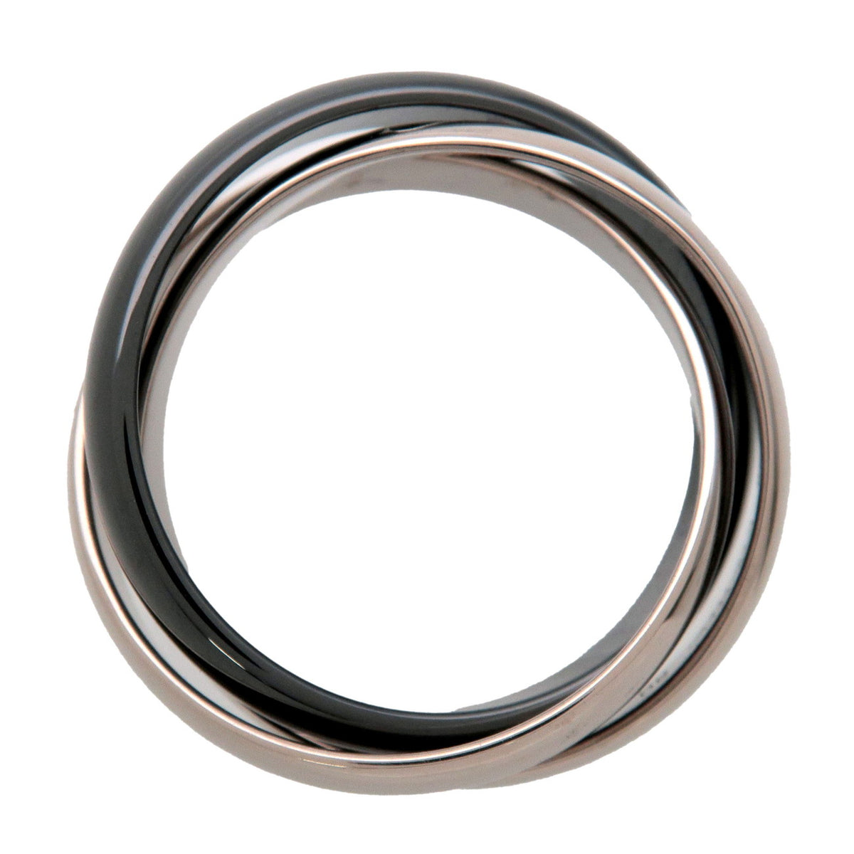 Cartier Trinity Ring MM 750WG BlackCeramic White Gold Black #50 US5.5