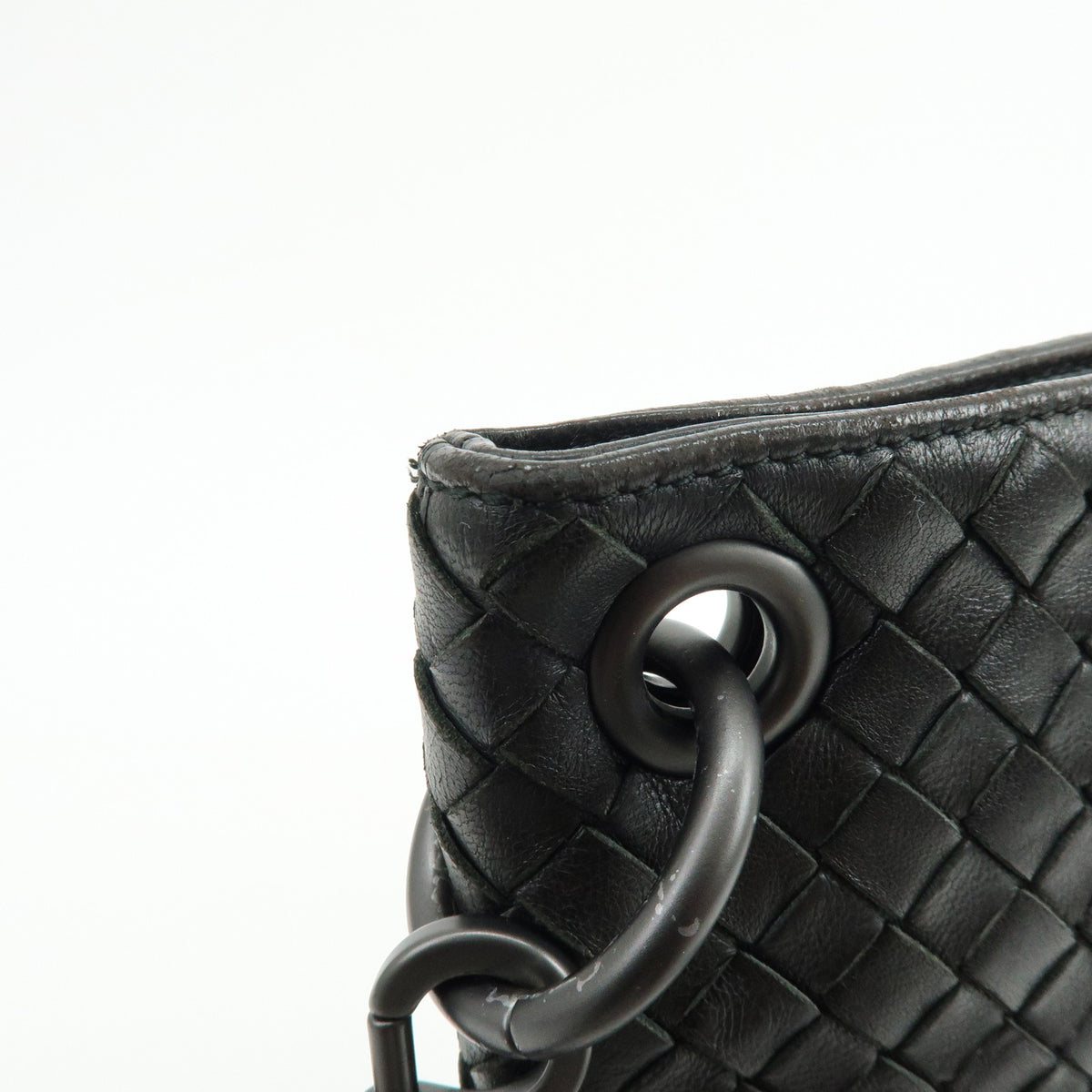 BOTTEGA VENETA Intrecciato Canvas Leather Shoulder Bag Black 172736