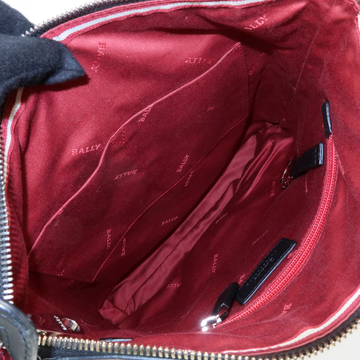 BALLY Perforated Leather Shoulder Bag Crossbody Bag Black Red