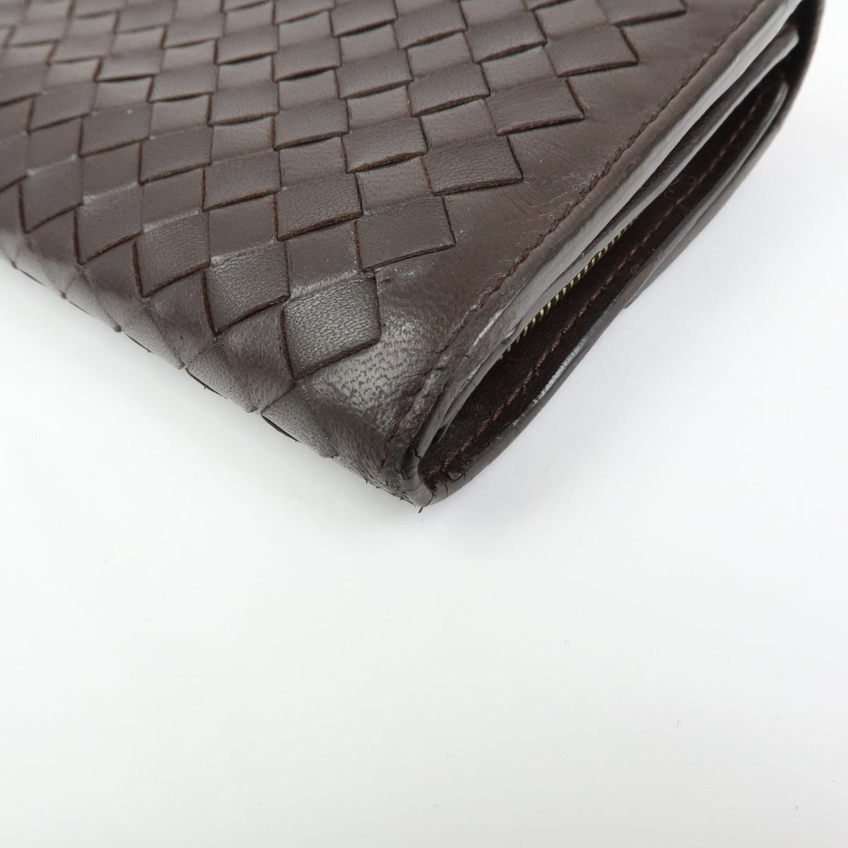 BOTTEGA VENETA Intrecciato Leather Bi-fold Long Wallet Brown 150509