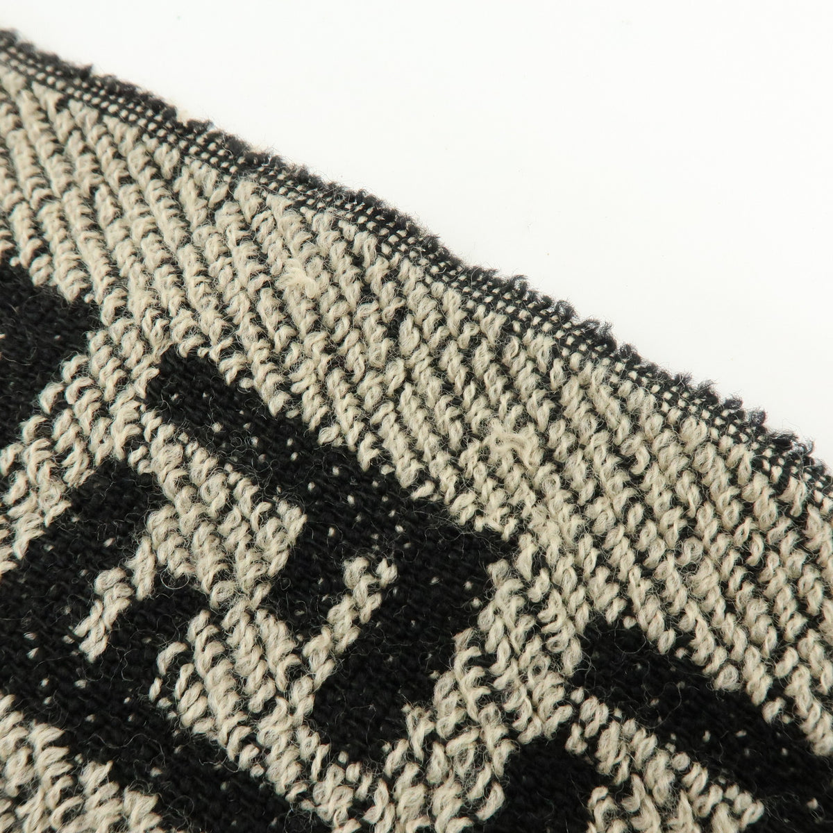 FENDI Zucca FF Logo Acrylic Wool Scarf Shawl Beige Black