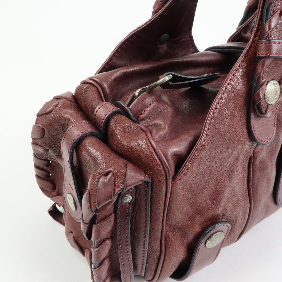 Chloe Silverado Leather Boston Bag Shoulder Hand Bag Brown