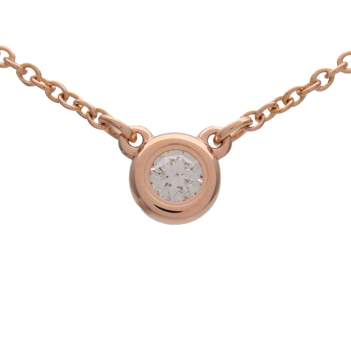 Tiffany & Co By The Yard 1P Diamond Necklace K18 750pg Rose Gold