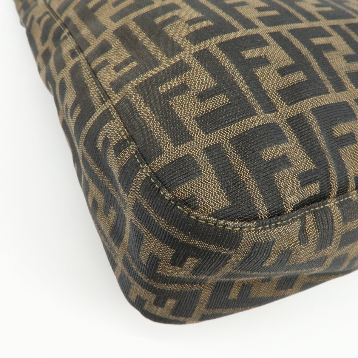 FENDI Zucca Canvas Leather Shoulder Bag Hand Bag Brown