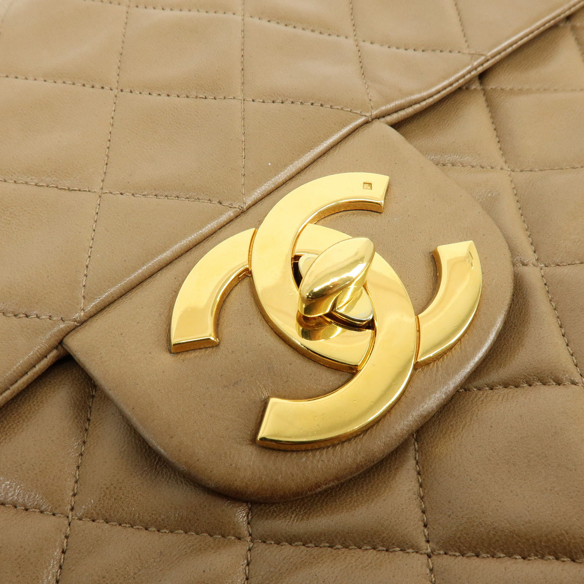 CHANEL Jumbo Matelasse 34 Lamb Skin Shoulder Bag Hand Bag Brown A01094