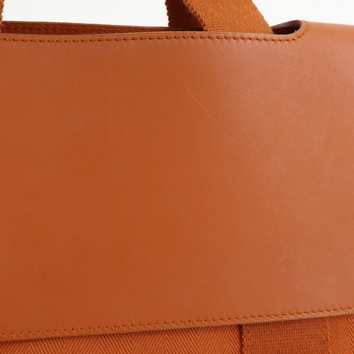 HERMES Valparaiso MM Toile Chevron Leather Hand Bag Orange