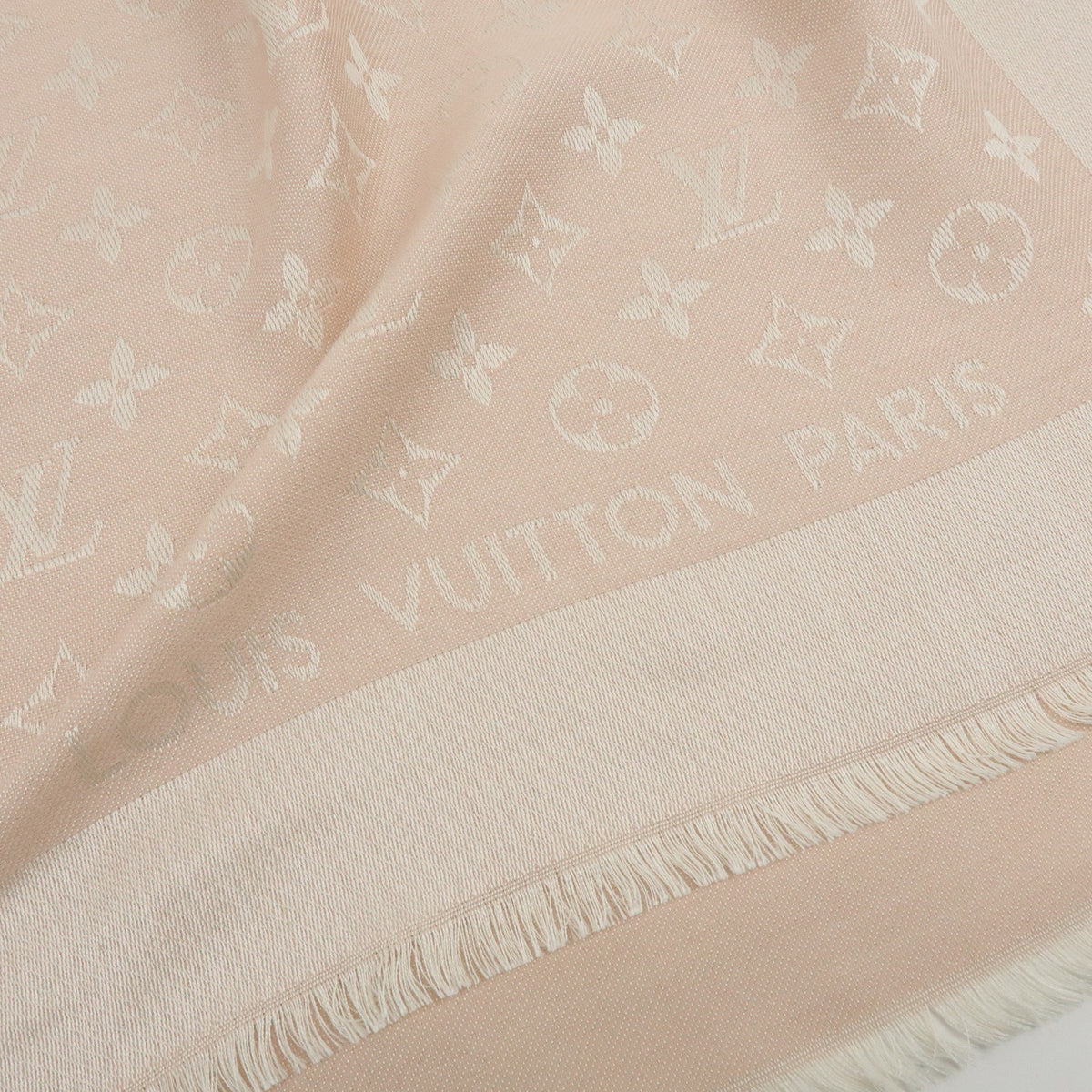 Louis Vuitton Monogram Silk Wool Scarf Rose Poudre 401910