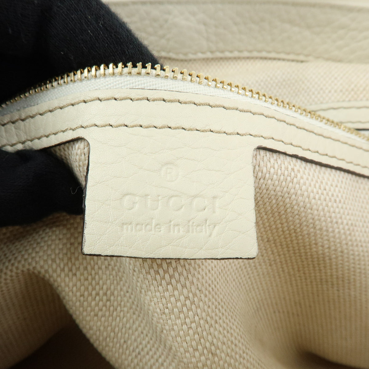GUCCI Soho Interlocking G Leather Tote Bag Hand Bag Tassel Ivory 282307