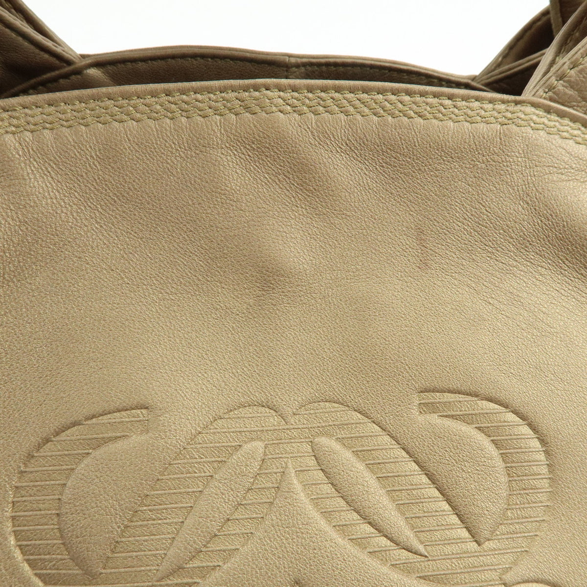 LOEWE Anagram Nappa Aire Leather Hand Bag Tote Bag Gold