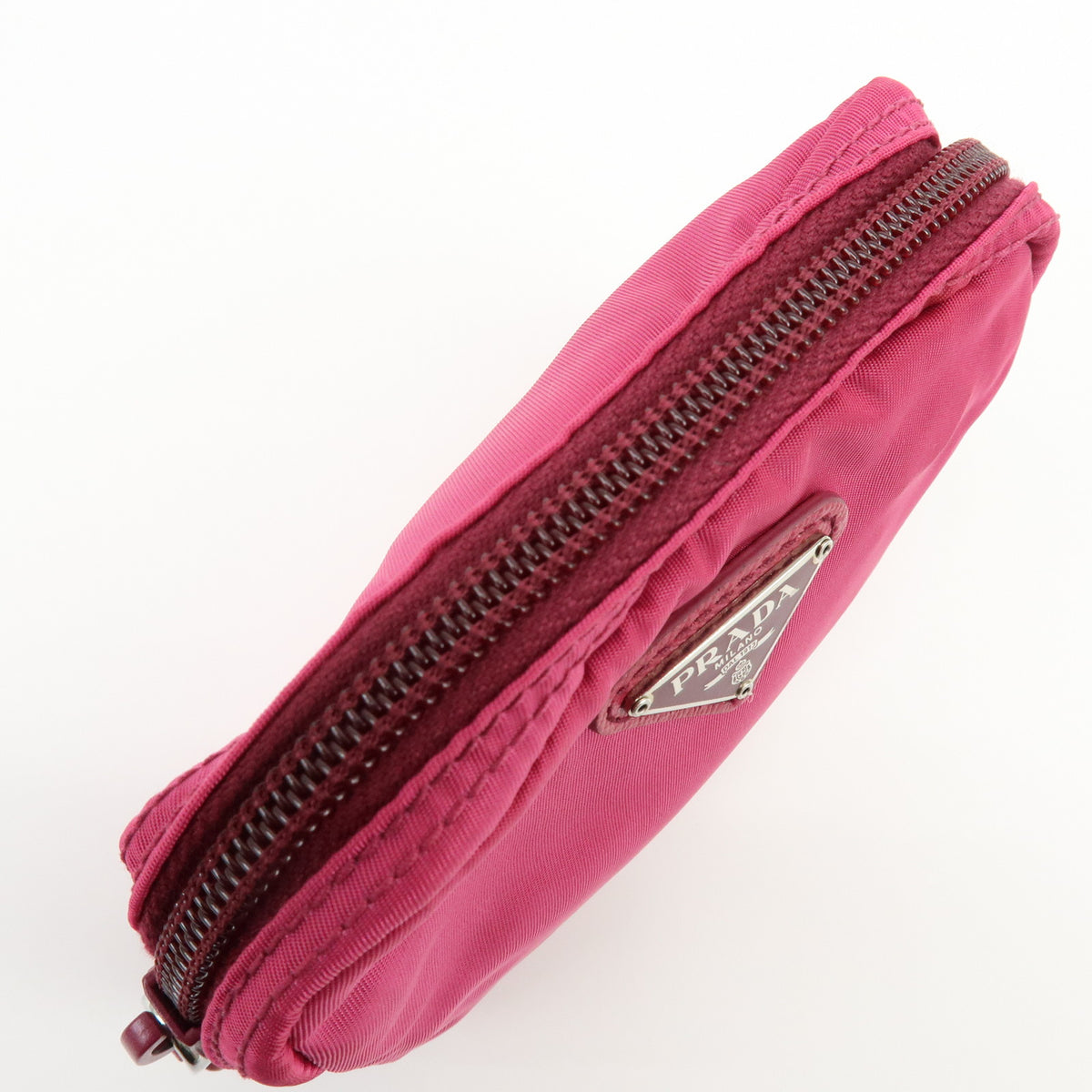PRADA Triangle Logo Lot of 2 Nylon Pouch Cosmetic Case Purple Pink