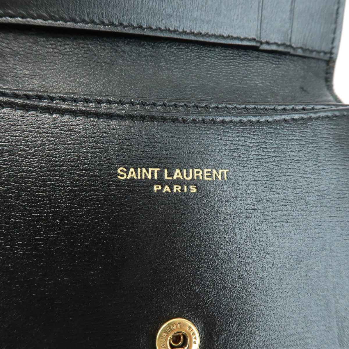 SAINT LAURENT PARIS Cassandra Leather Card Case Card Holder Black