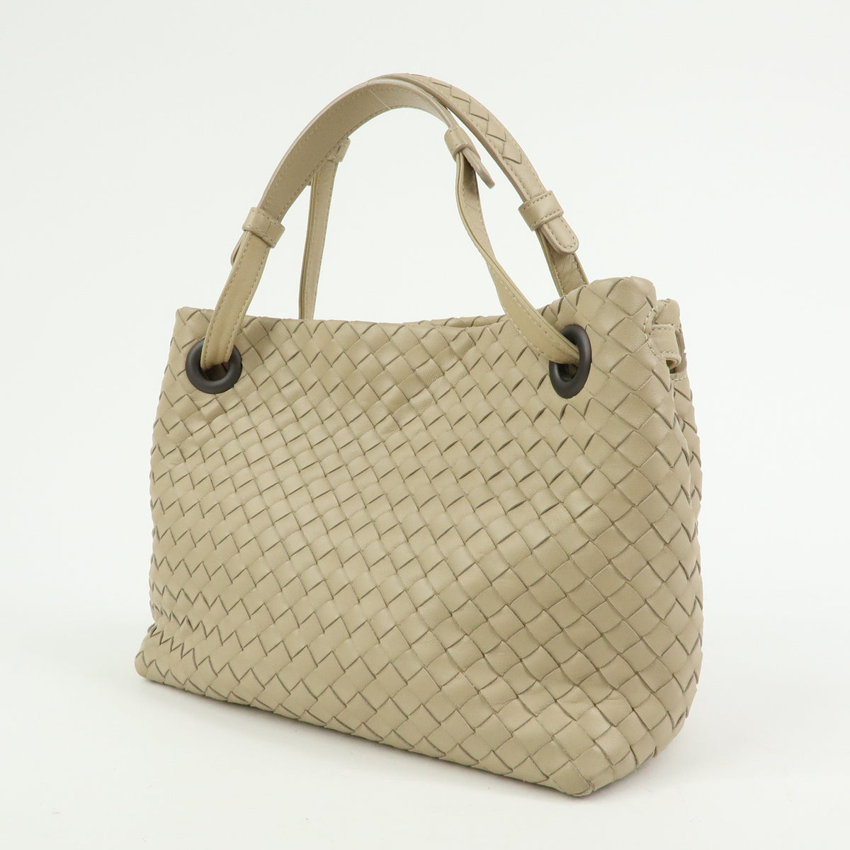 BOTTEGA VENETA Intrecciato Garda Leather Tote Bag Hand Bag Beige