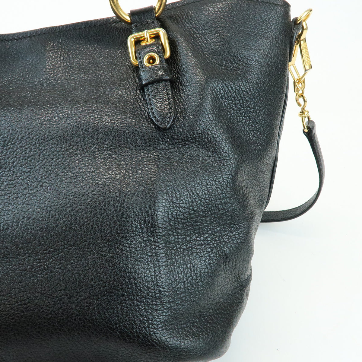 MIU MIU Madras Leather 2Way Shoulder Bag Hand Bag Black RN0886
