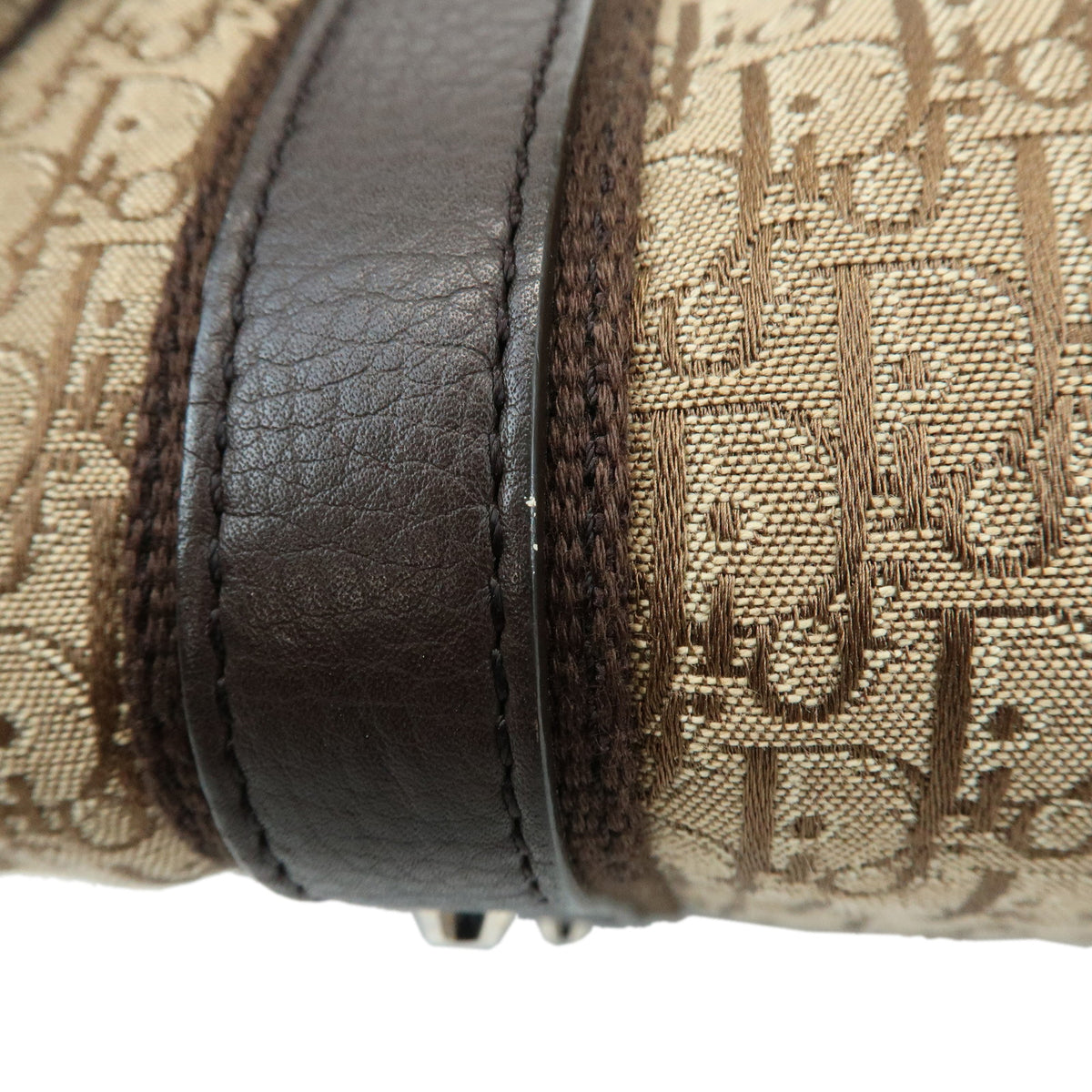 Christian Dior Trotter Jacquard Canvas Hand Bag Mini Boston Bag Brown