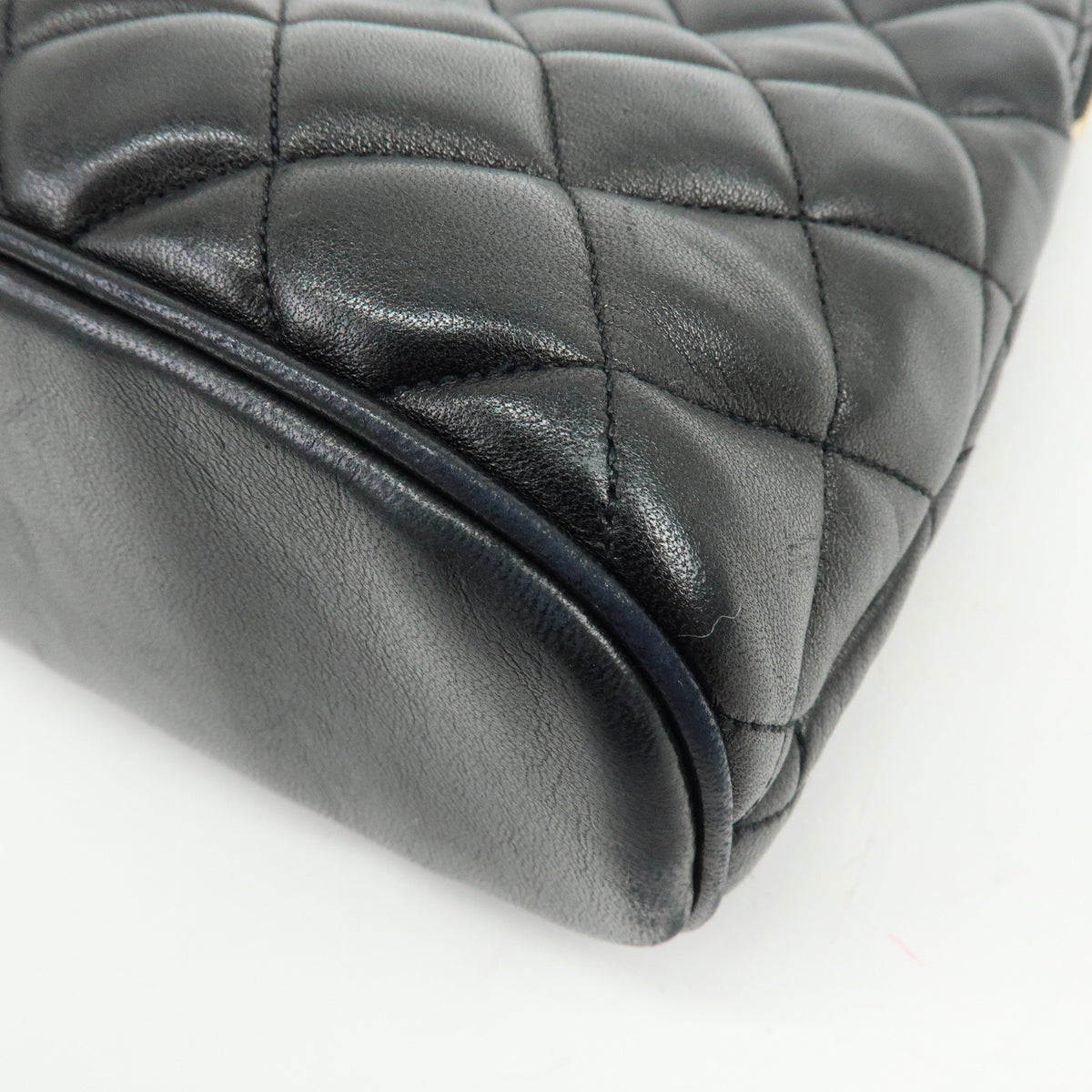 CHANEL Matelasse Lamb Skin Chain Shoulder Bag Hand Bag Black