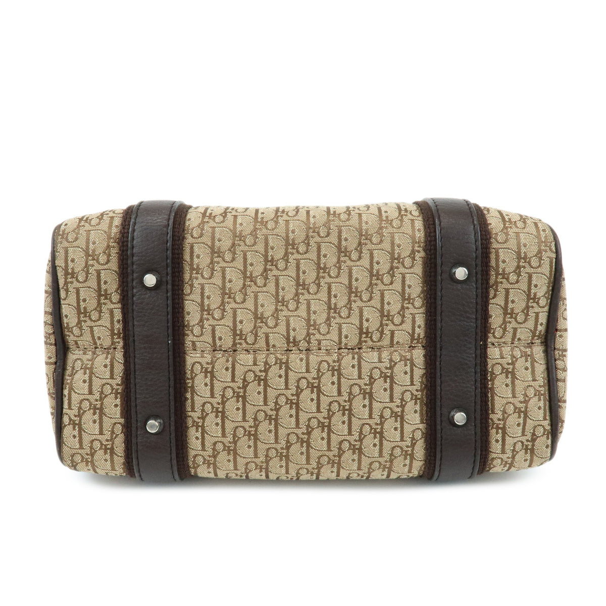Christian Dior Trotter Jacquard Canvas Hand Bag Mini Boston Bag Brown