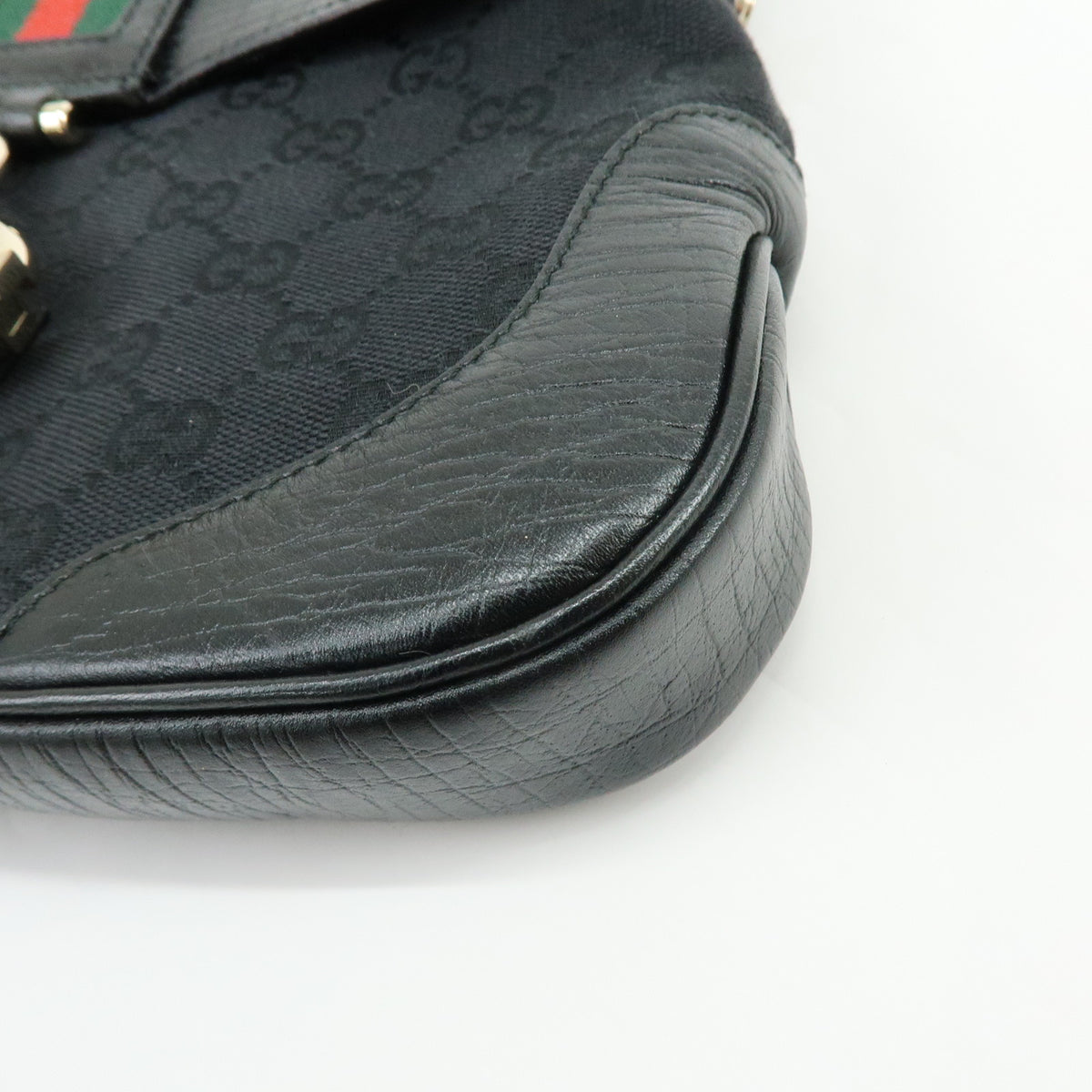 GUCCI Sherry GG Canvas Leather Shoulder Bag Hand Bag Black 130846