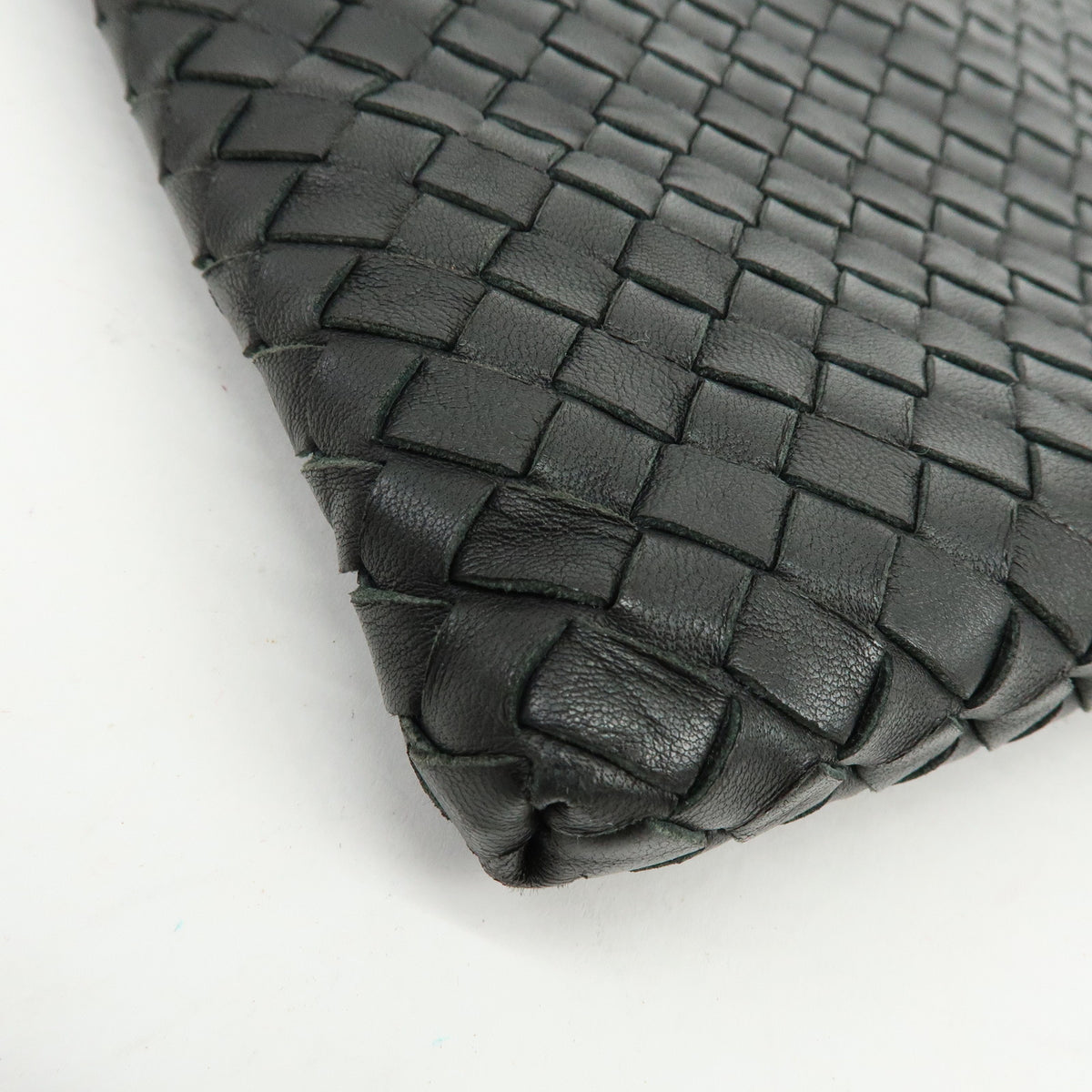BOTTEGA VENETA Intrecciato Canvas Leather Shoulder Bag Black 172736